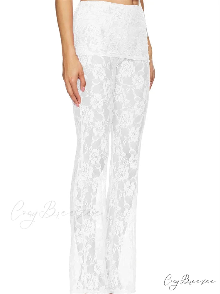 Plaid Flared Pull-Tie Elevated-Waist Casual Pant pant-250223
