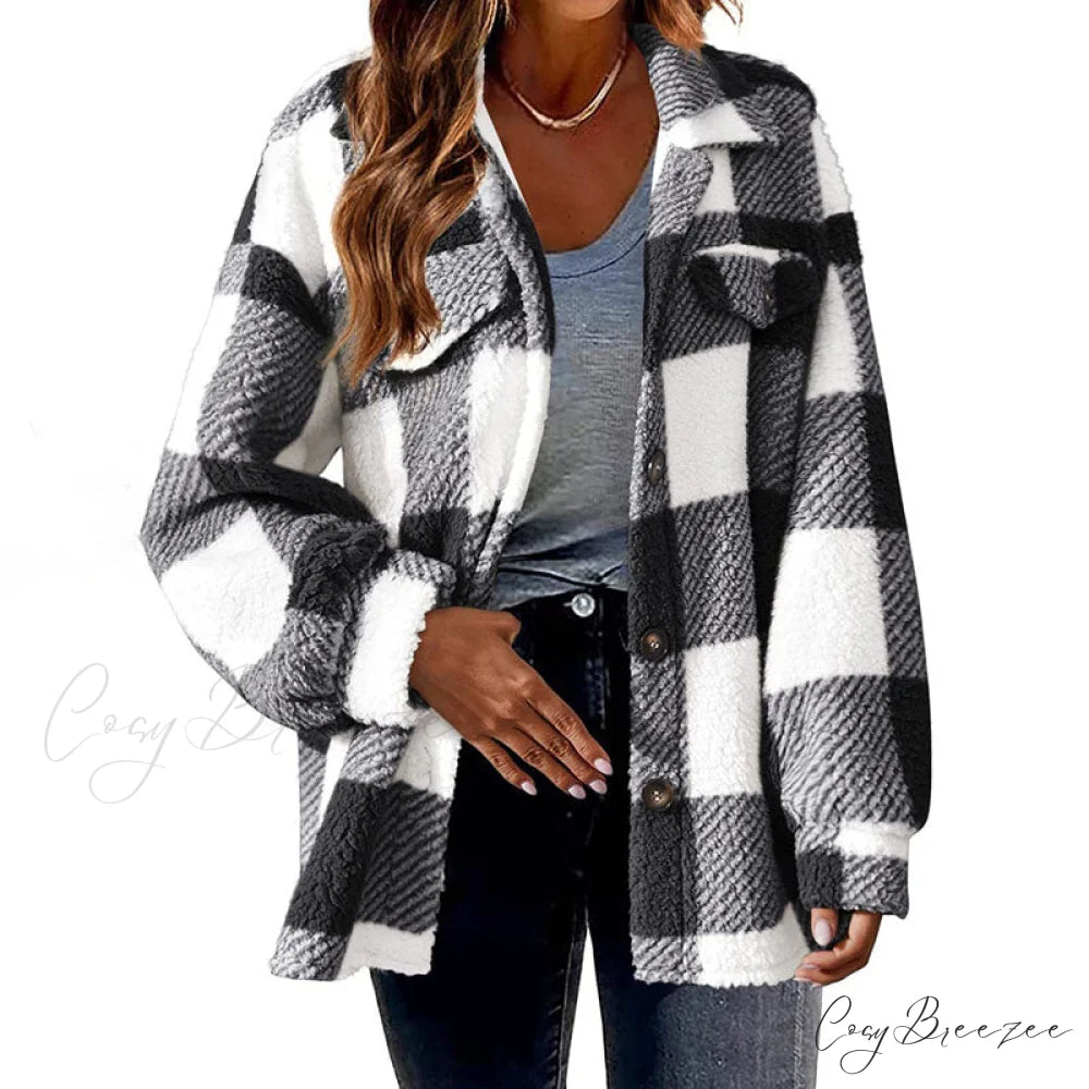 Plaid for Casual Coat Wear Black / S