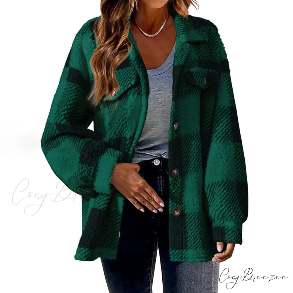 Plaid for Casual Coat Wear Green / S