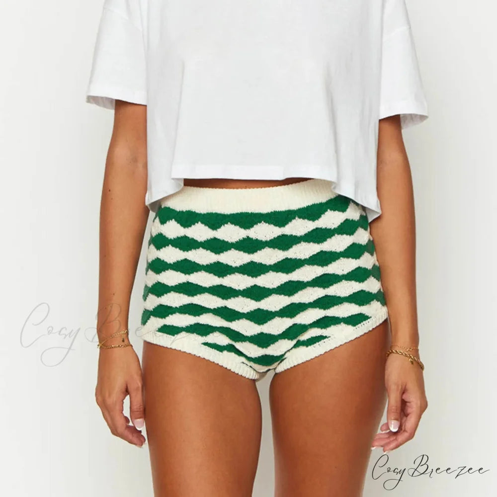 Plaid Gathered Frilled Bloomers Short Green / S short-250223