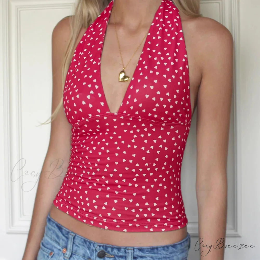 Plaid Heart Lace-Up Crop Top croptop-250223