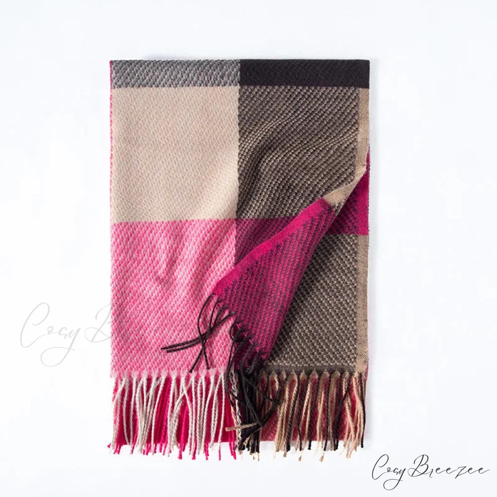 Plaid Hijab Korean Style Cashmere Winter Scarf - Black White Green Yellow rose red