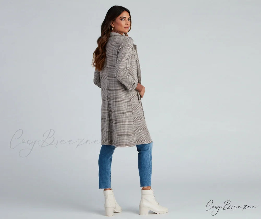 Plaid Longline Blazer by City Chic