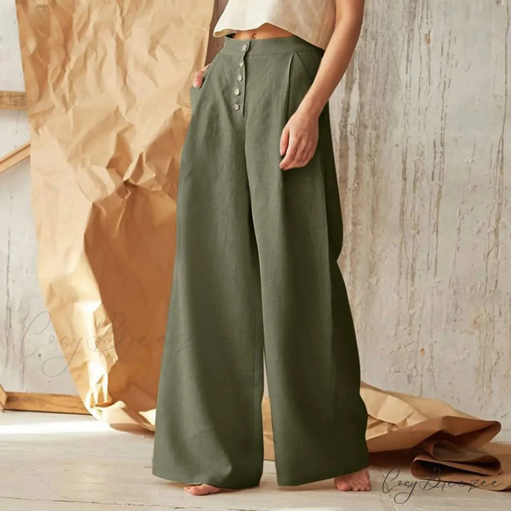 Plaid Pattern Self-Slimming Flare Stylish Pant Army Green / M pant-250223