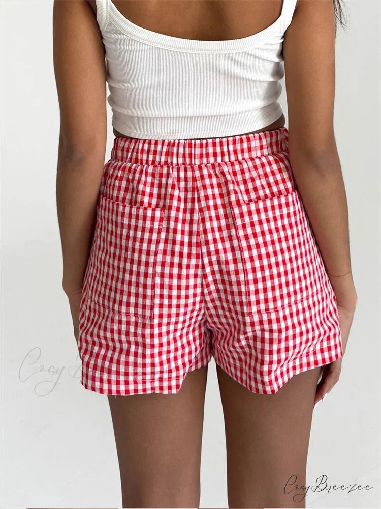 Plaid Pocket Lounge Shorts short-250223