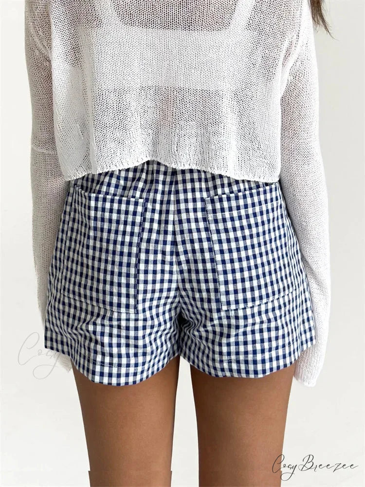 Plaid Pocket Lounge Shorts short-250223