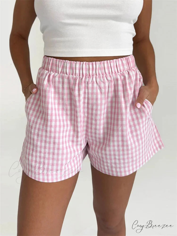 Plaid Pocket Lounge Shorts short-250223