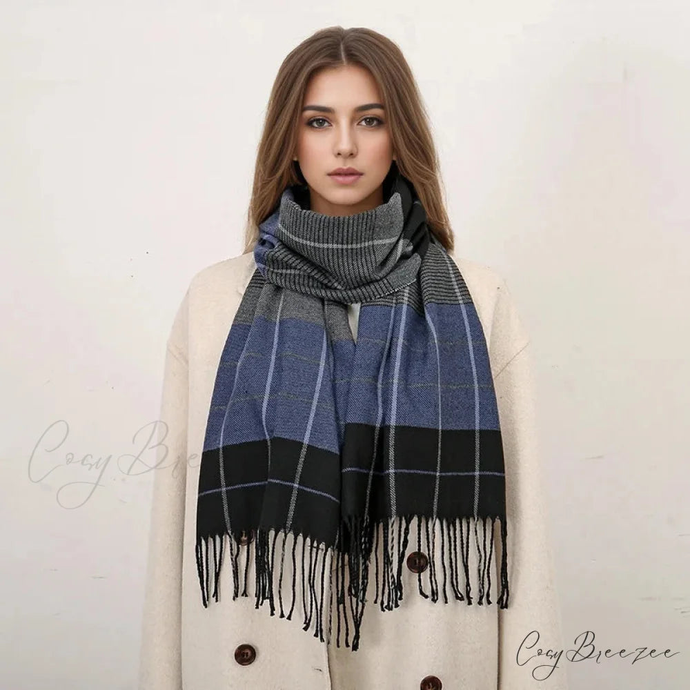 Plaid Print Cashmere Winter Pashmina Scarf with Tassels
