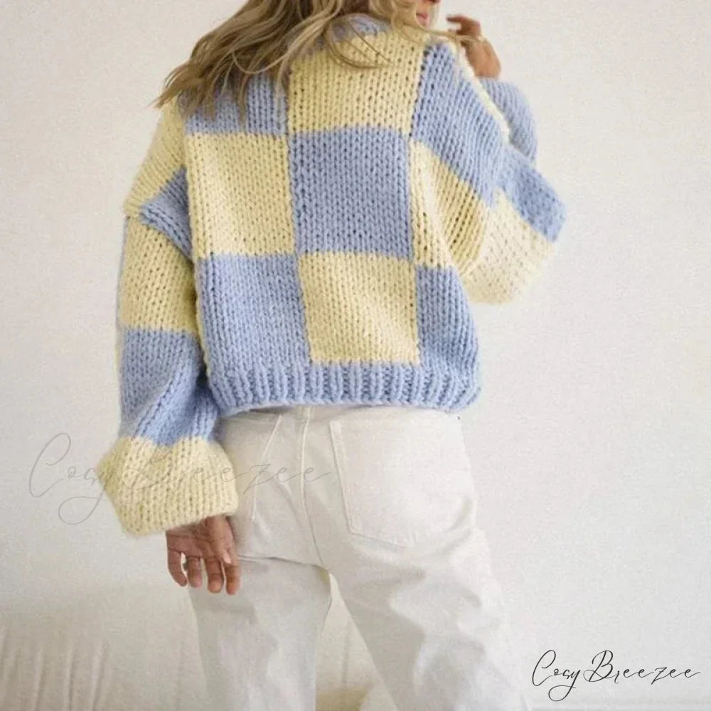Plaid Print Cropped Comfy Sweater swraters-241228