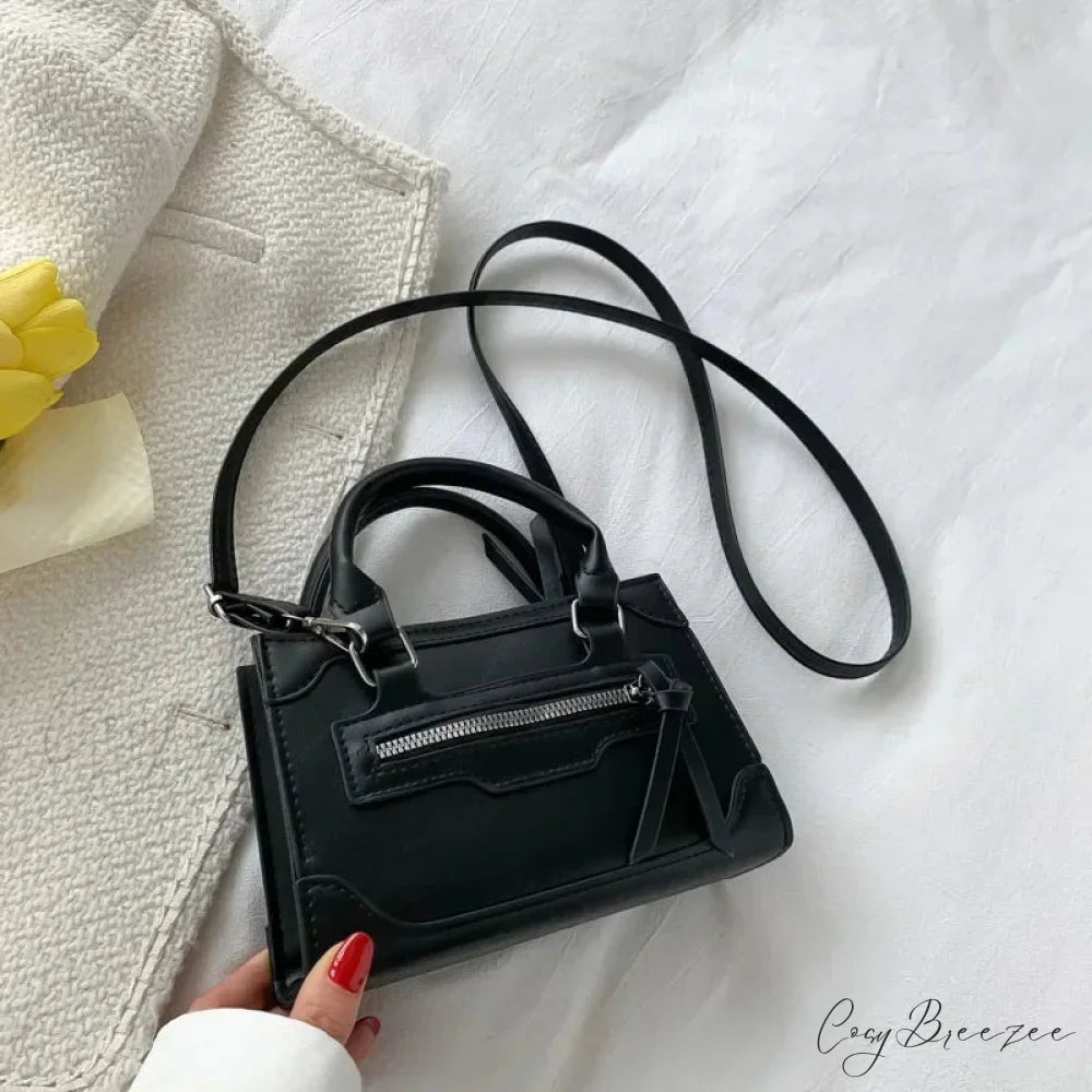 Plaid PU Leather Designer Small Crossbody Handbag Black handbag-250126