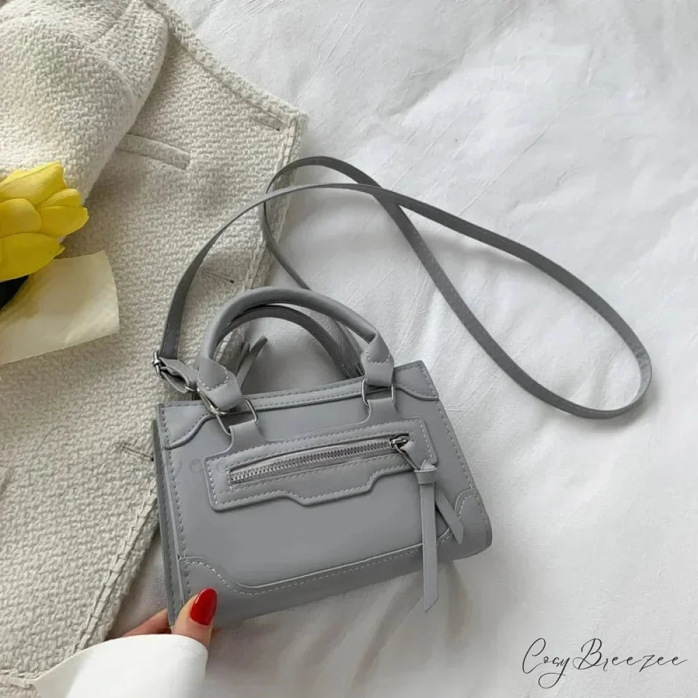 Plaid PU Leather Designer Small Crossbody Handbag Gray handbag-250126