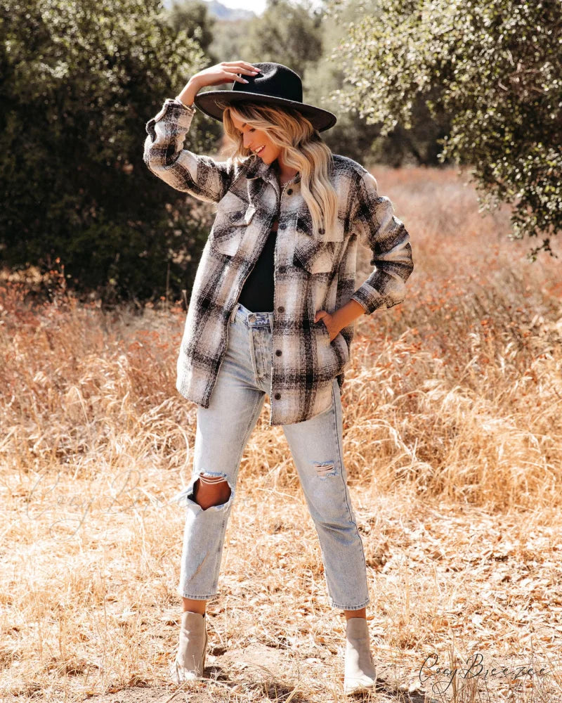Plaid Shacket with Pockets