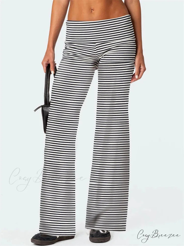 Plaid Split Tie-Up Loose Spacious Summer Pant BLACKSTRIPE / S pant-250223