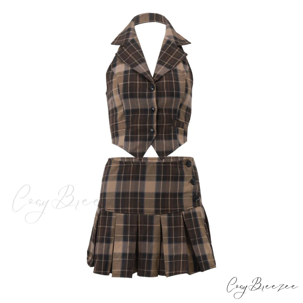 Plaid Sweet Cool Suit BROWN / S