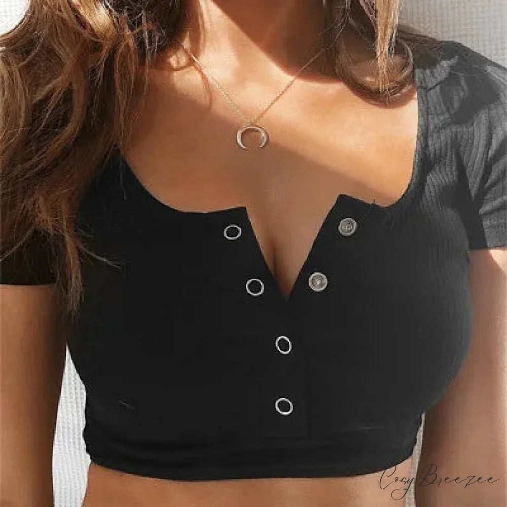 Plain Basic Bandage Crop Top Black / S croptop-250223