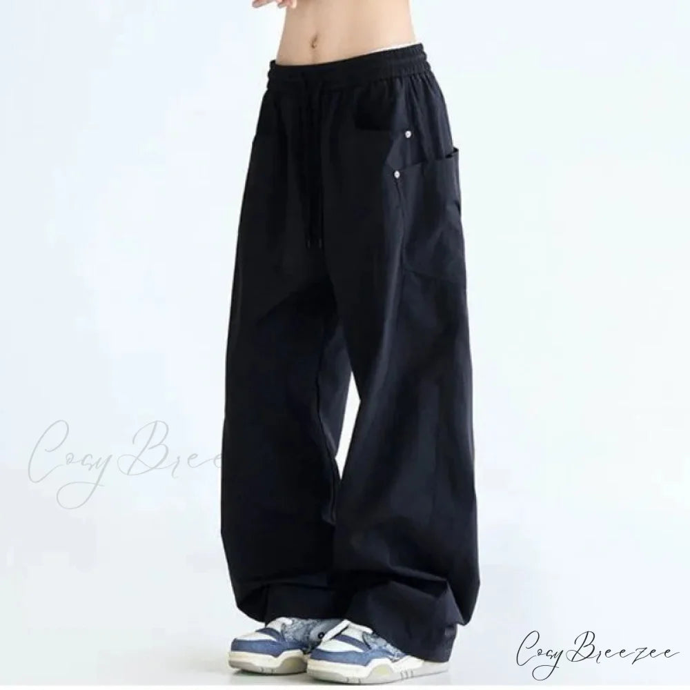 Plain Color Cargo Women Y2K Pants pants-241228