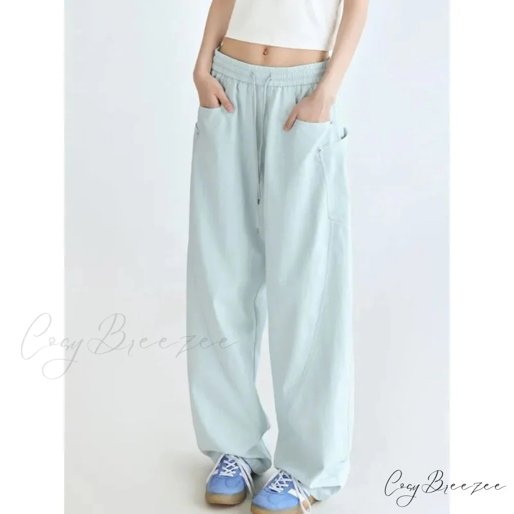 Plain Color Cargo Women Y2K Pants blue / S pants-241228