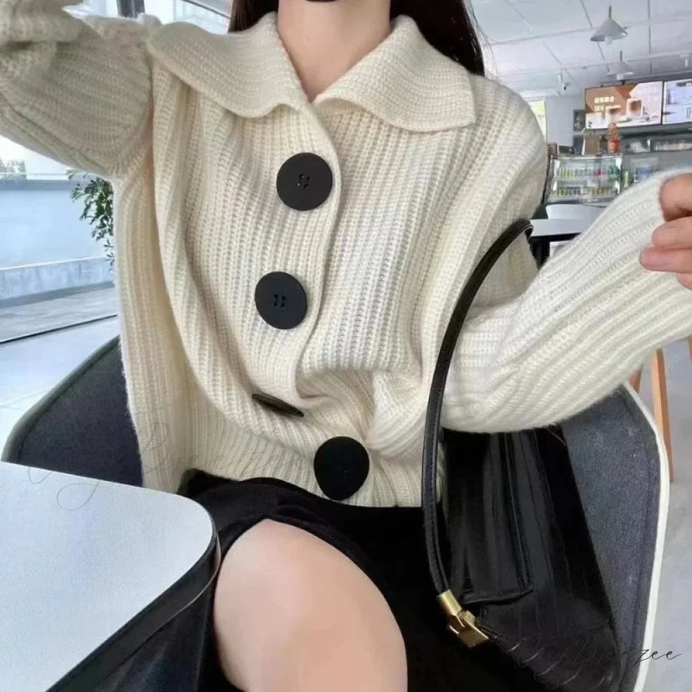 Plain Full Sleeve Single-Breasted Cardigan cardigans-241228