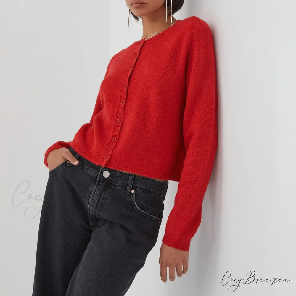 Plain Vintage Round Neck Button Cardigan cardigans-241228