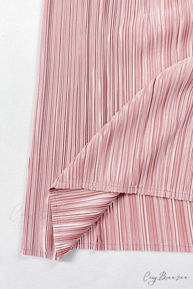 Pleated Glossy Tie-Strap Dress
