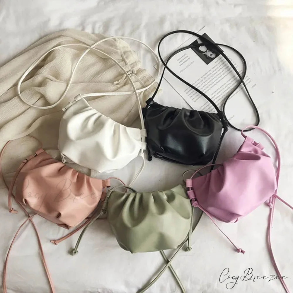 Pleated Mini Zipper Cloud Crossbody Bag crossbody-250126