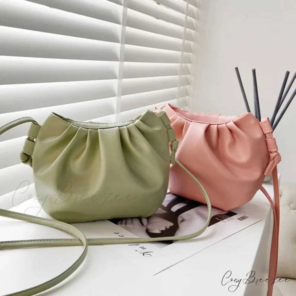 Pleated Mini Zipper Cloud Crossbody Bag crossbody-250126