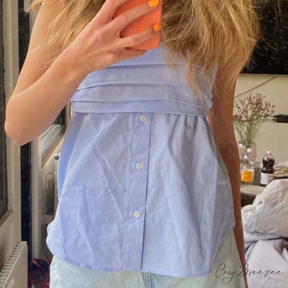 Pleated Strapless Blouse Crop Top croptop-250223