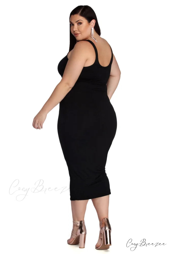 Plus Basic Stylish Essentials Midi Dress