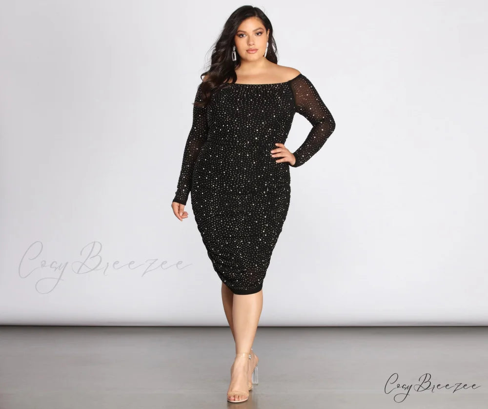 Plus Cami Formal Charming Heat Stone Midi Dress