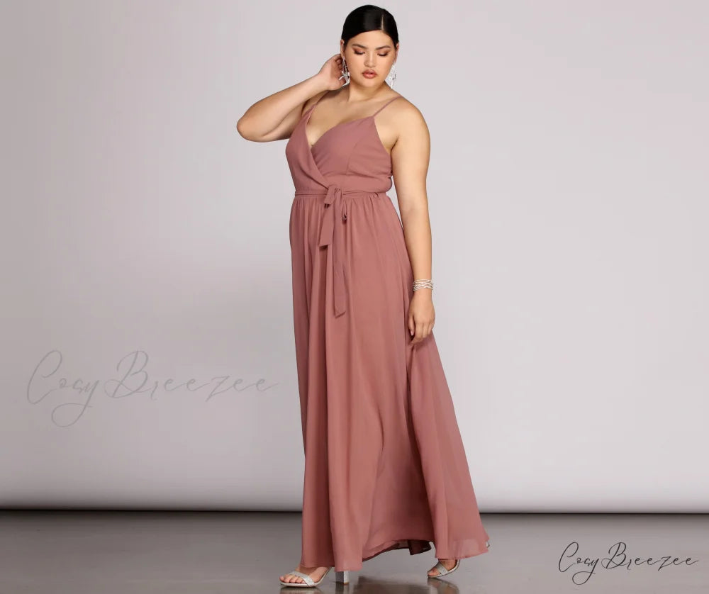 Plus Helena Formal Charming Sleeveless Chiffon Dress