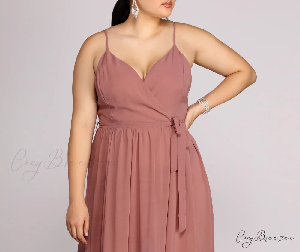 Plus Helena Formal Charming Sleeveless Chiffon Dress