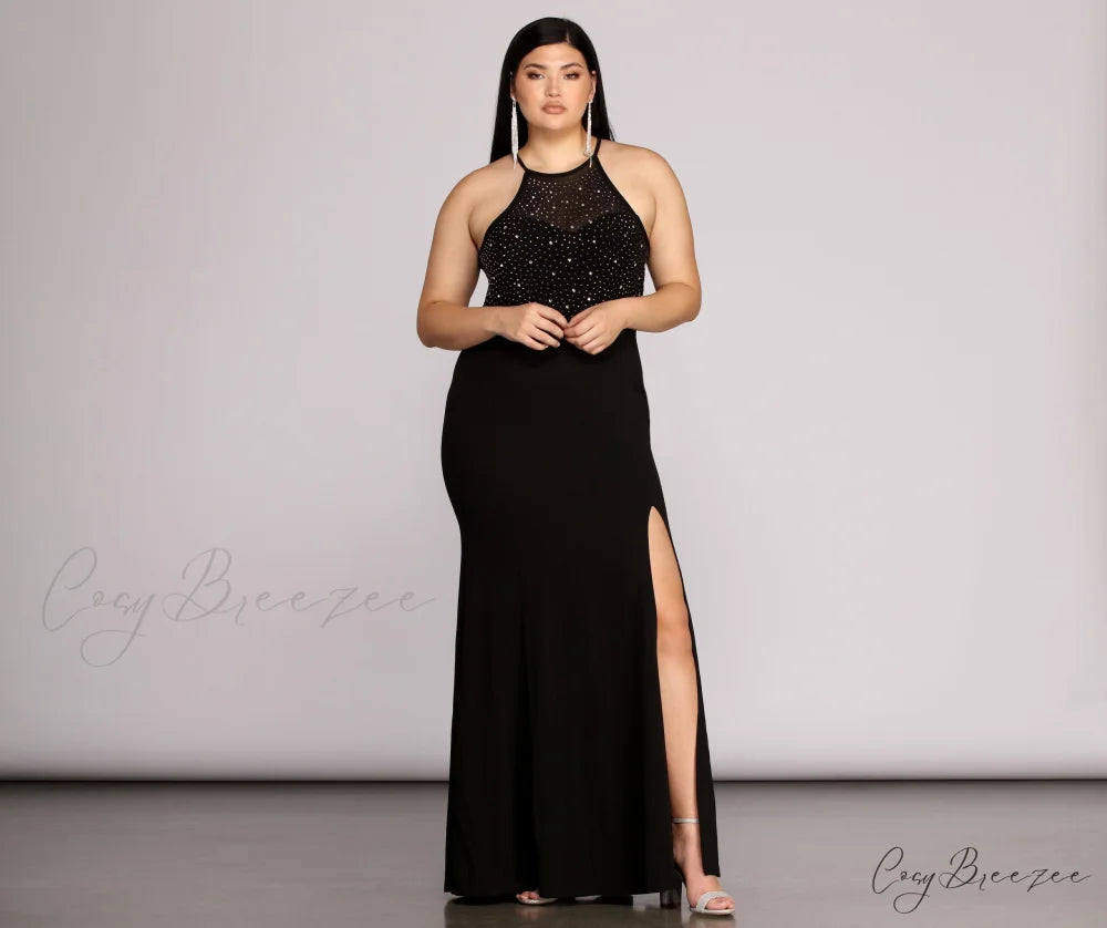 Plus Kacey Formal Charming Heat Stone Dress