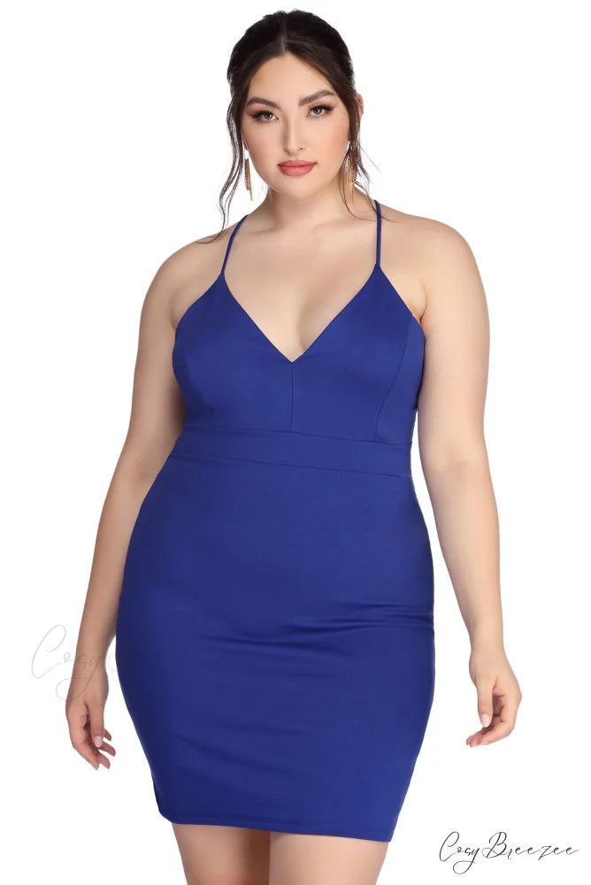 Plus Midnight Stylish Dreams Bodycon Dress ROYAL / 1X