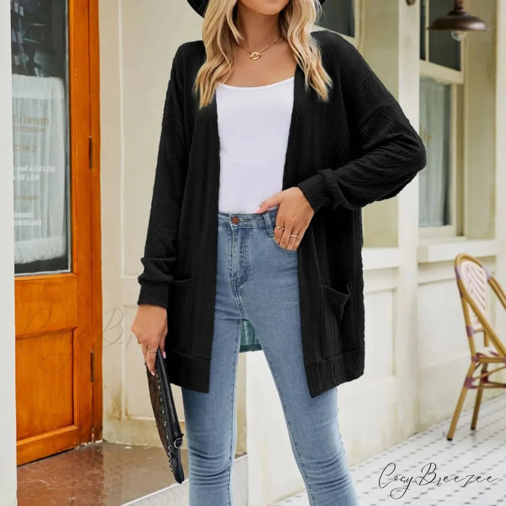 Plus Size Open Front Chunky Knit Cardigan