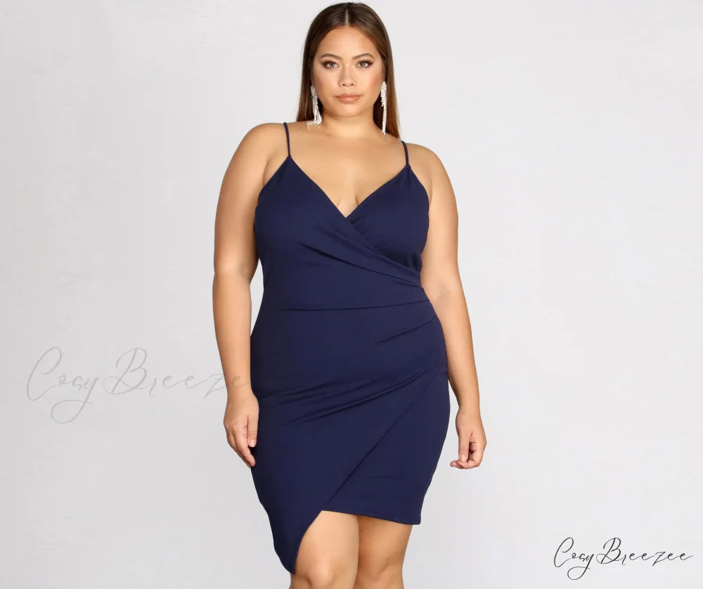 Plus Strappy & Charming Stunning Mini Dress NAVY / 1X