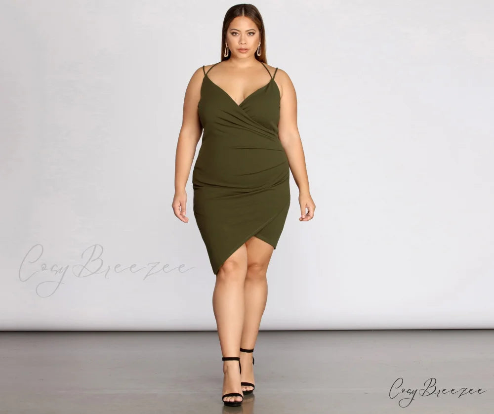 Plus Strappy & Charming Stunning Mini Dress OLIVE / 1X