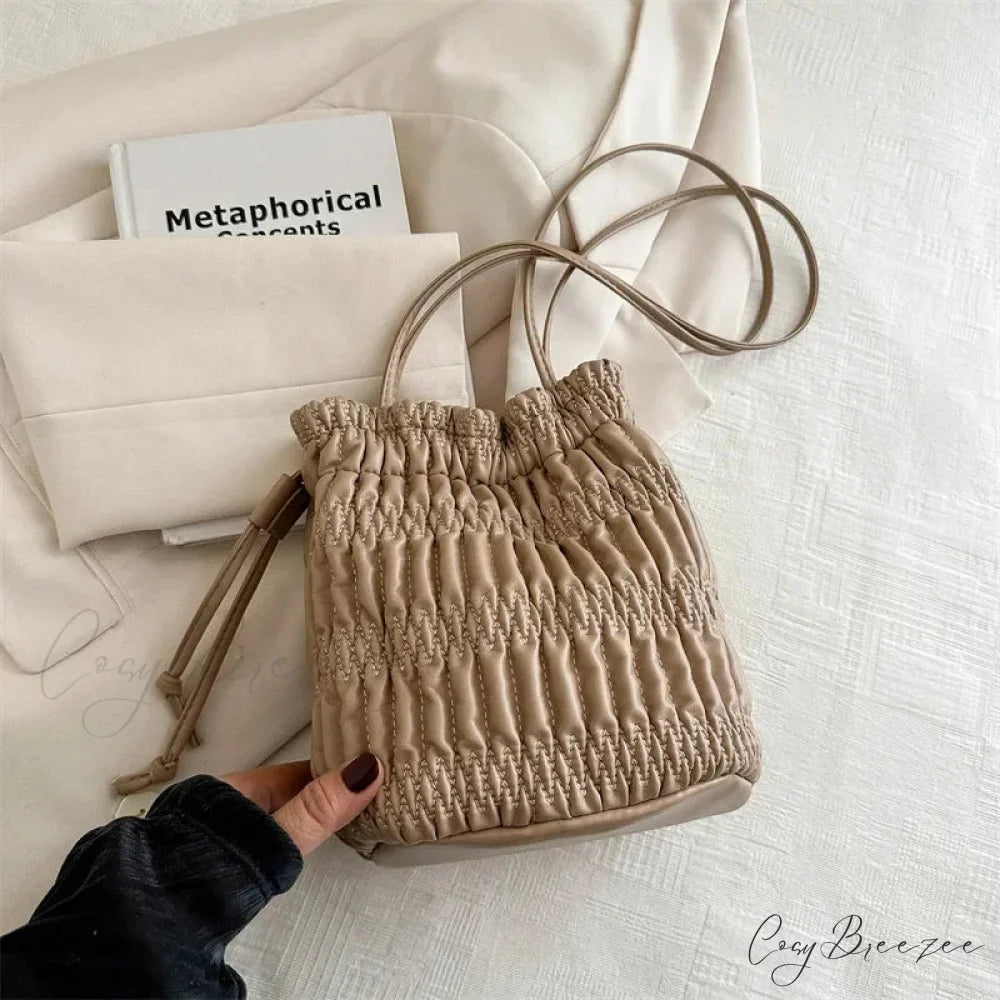Plush Luxury Designer Bag Khaki shoulder-250126