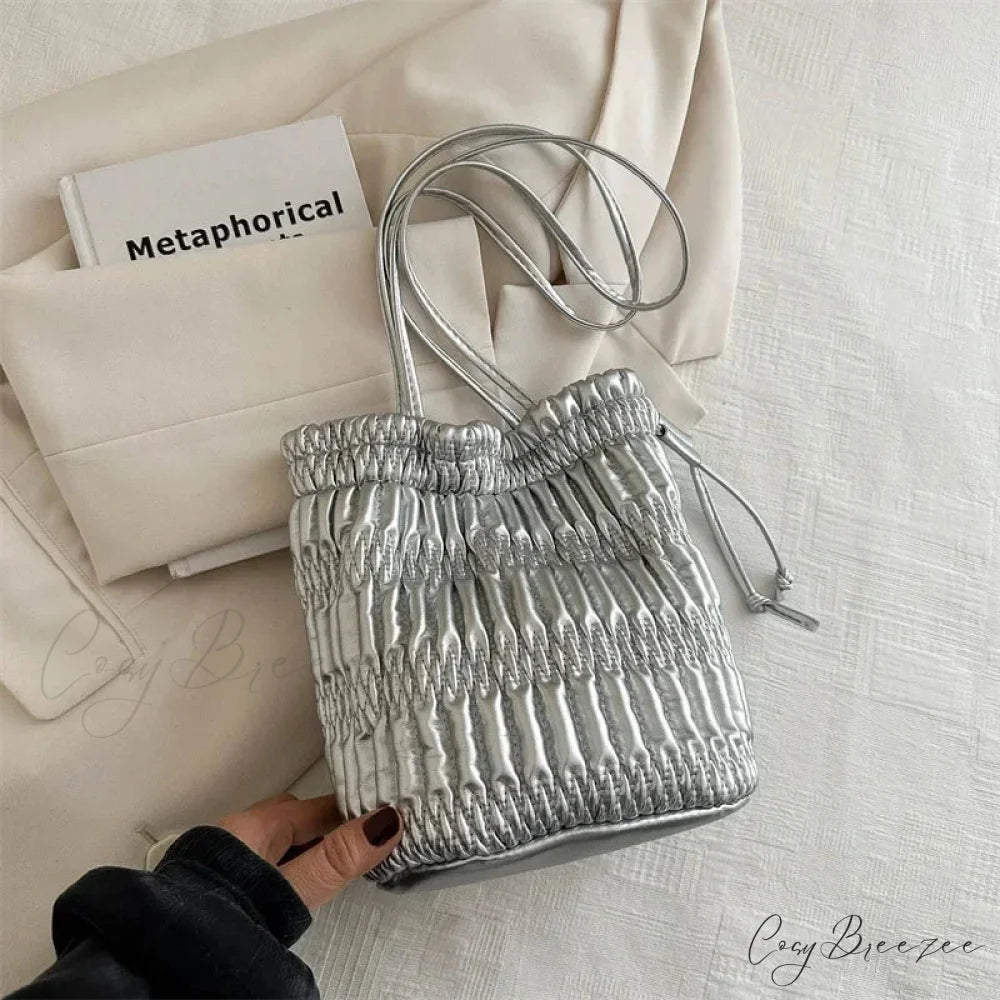 Plush Luxury Designer Bag Silver shoulder-250126