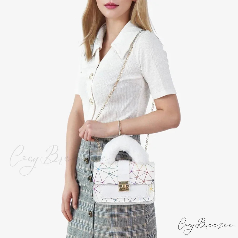 Plush Small Square Printed Messenger Bag handbag-250126
