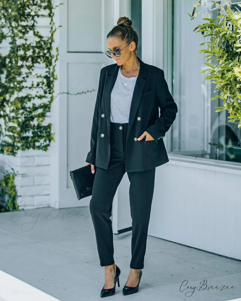Pocketed Blazer - Black