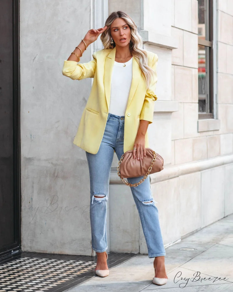 Pocketed Blazer in Lemon