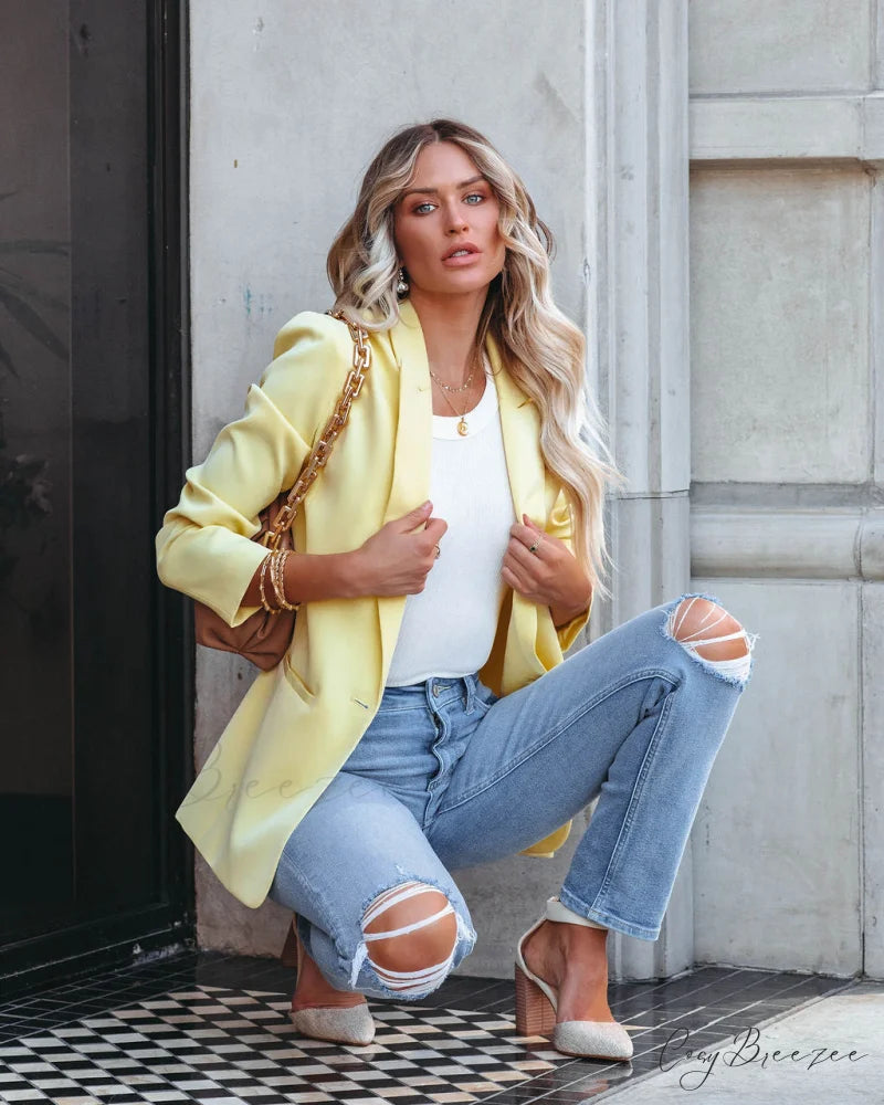 Pocketed Blazer in Lemon