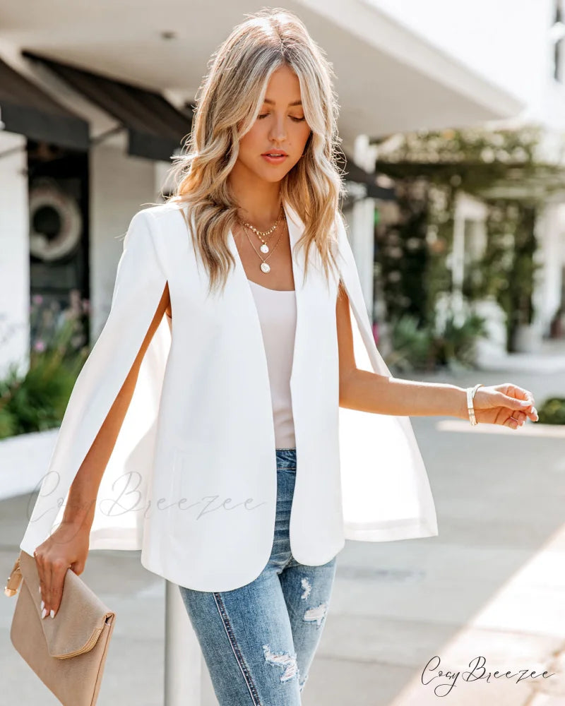 Pocketed Cape Jacket - Off White