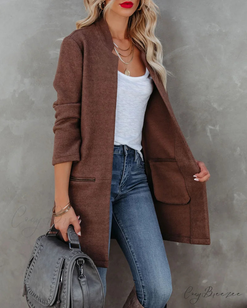 Pocketed Coat in Mocha