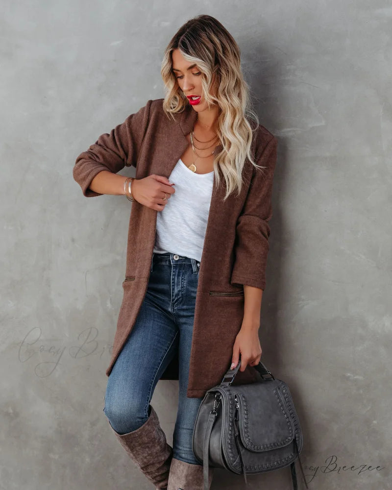 Pocketed Coat in Mocha