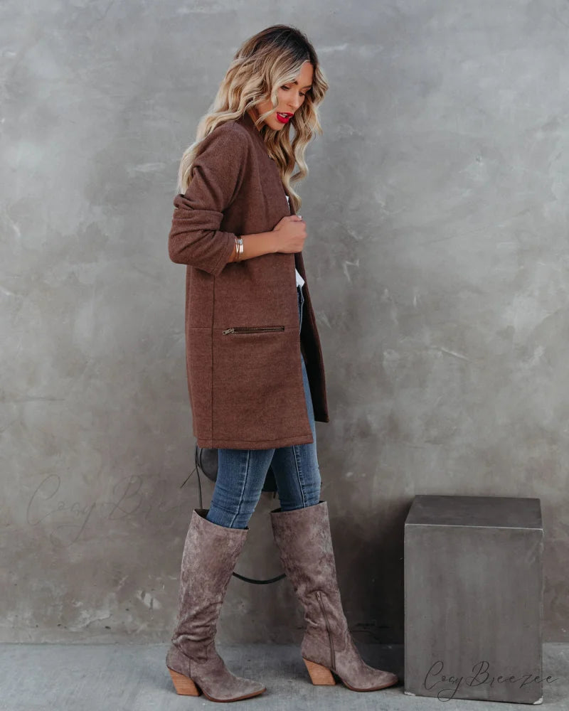 Pocketed Coat in Mocha