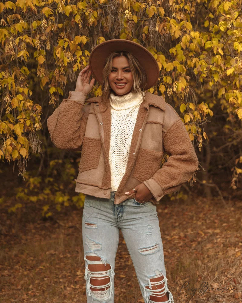 Pocketed Sherpa Jacket - Mocha