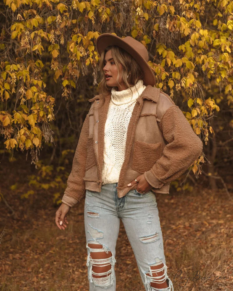 Pocketed Sherpa Jacket - Mocha