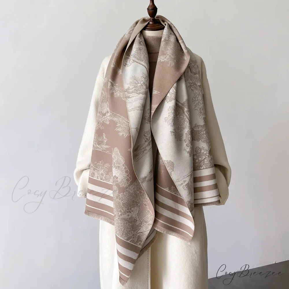 Poncho Cashmere Winter Wrap Scarf white scarf-241228