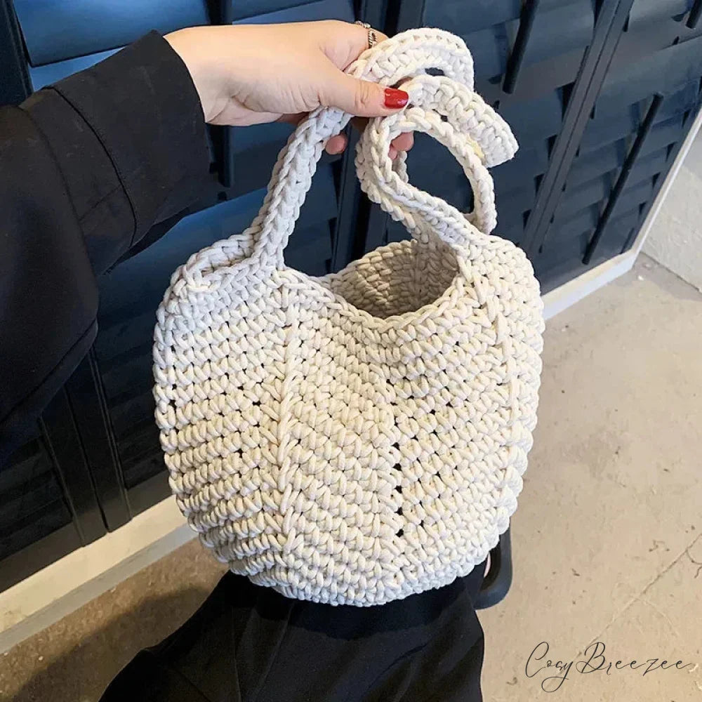 Popular Woven Bucket Shoulder Bag CreamyWhite shoulder-250126